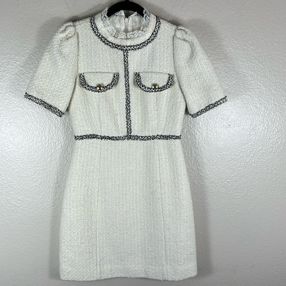 Sandro Paris Arielle Off-White Tweed Mini Dress - Picture 4 of 13